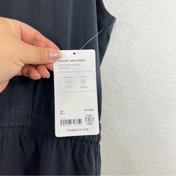 Athleta NWT Seasoft Midi Elastic Waist Sports Dress size Large Soft Black Black - Picture 5 of 11